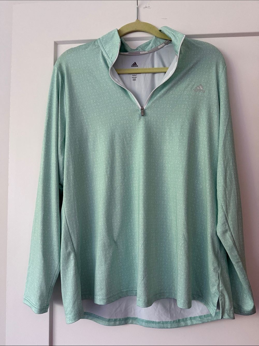 adidas Mint Green Quarter-Zip Pullover Hoodie